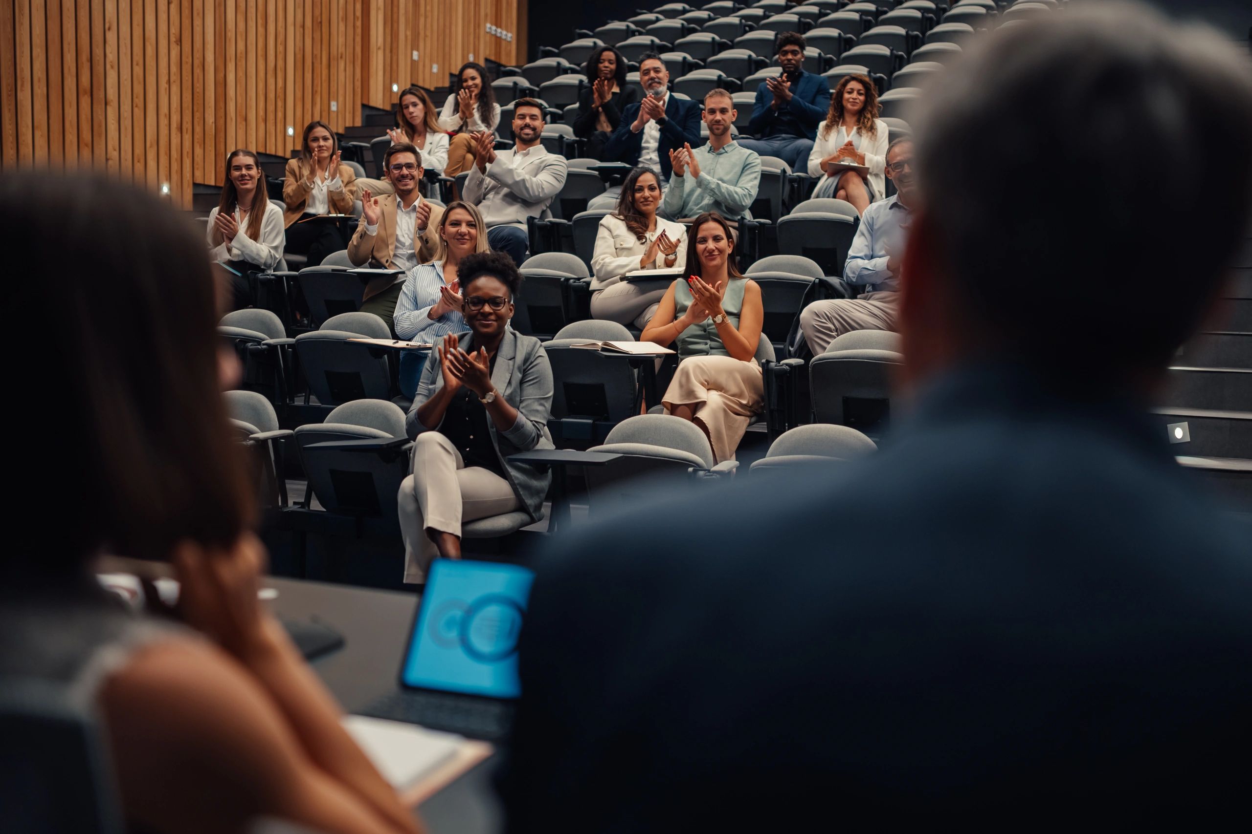 Learners gathered in a modern training facility