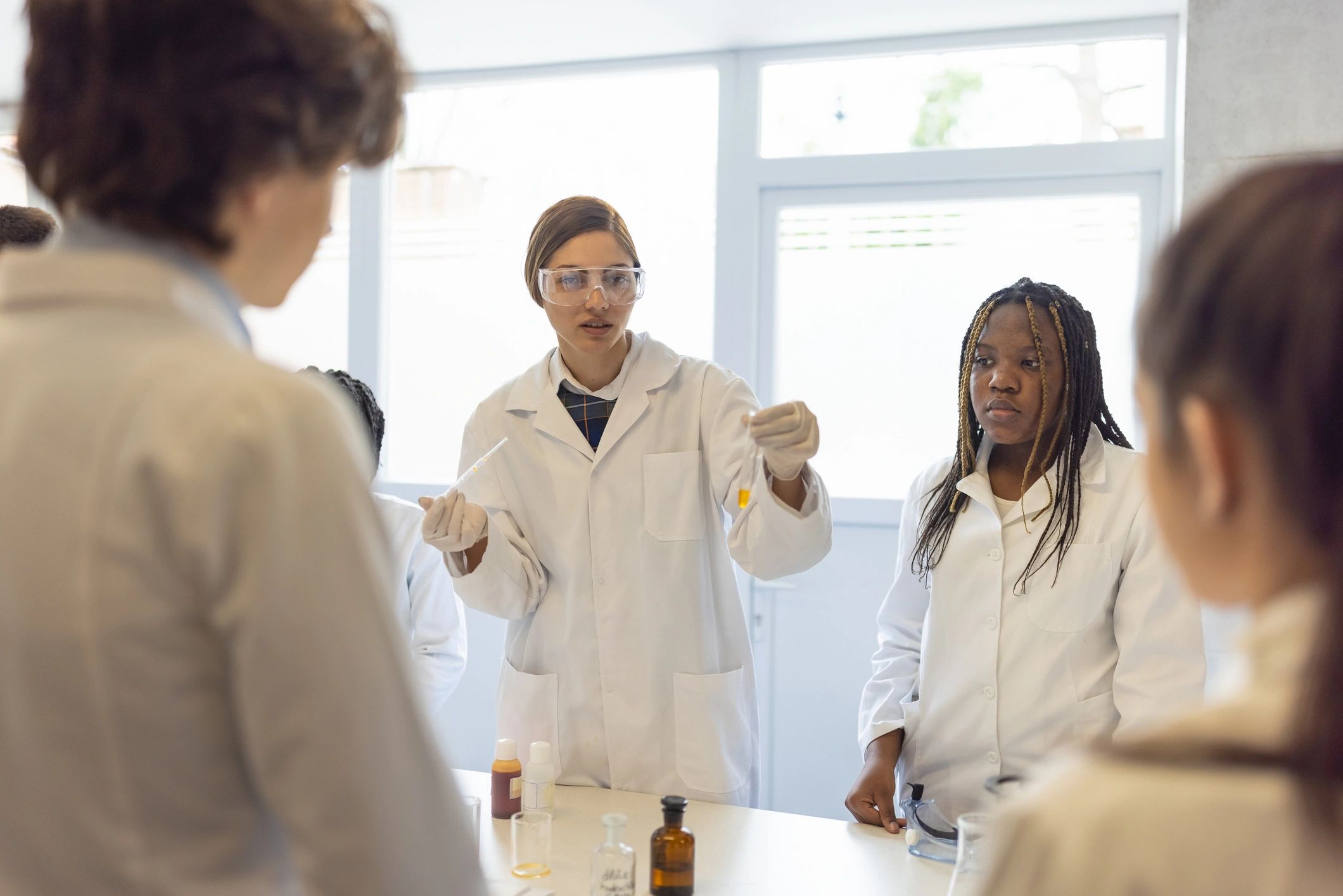 Students participating in a practical technical lesson