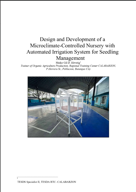 Thumbnail for Design and Development of a Microclimate-Controlled Nursery with Automated Irrigation System for Seedling Management